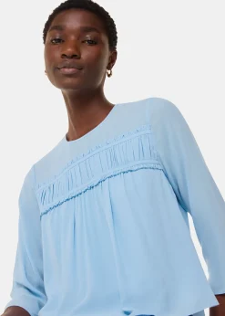 Pale Blue Laya Gather Detail Blouse