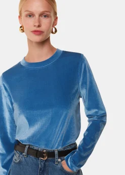 Pale Blue Olivia Velvet Top