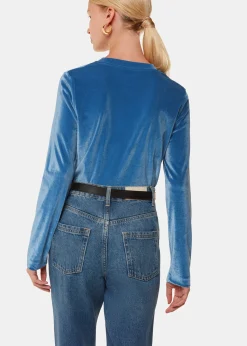 Pale Blue Olivia Velvet Top