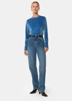 Pale Blue Olivia Velvet Top