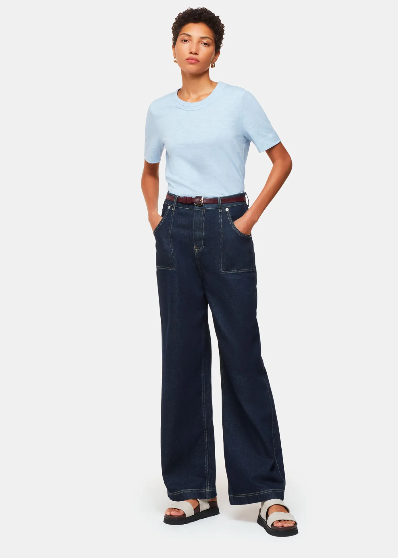 Pale Blue Rosa Double Trim T-Shirt