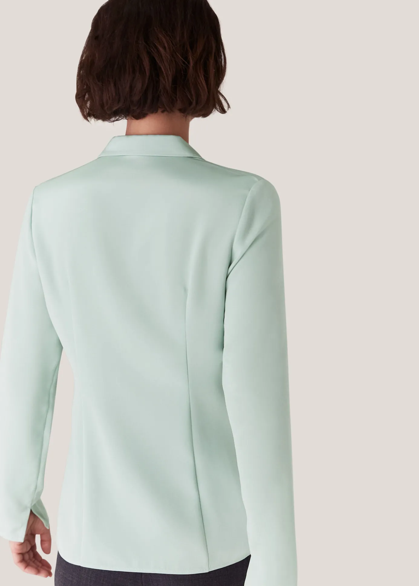 Pale Blue Silk Blend V Neck Shirt
