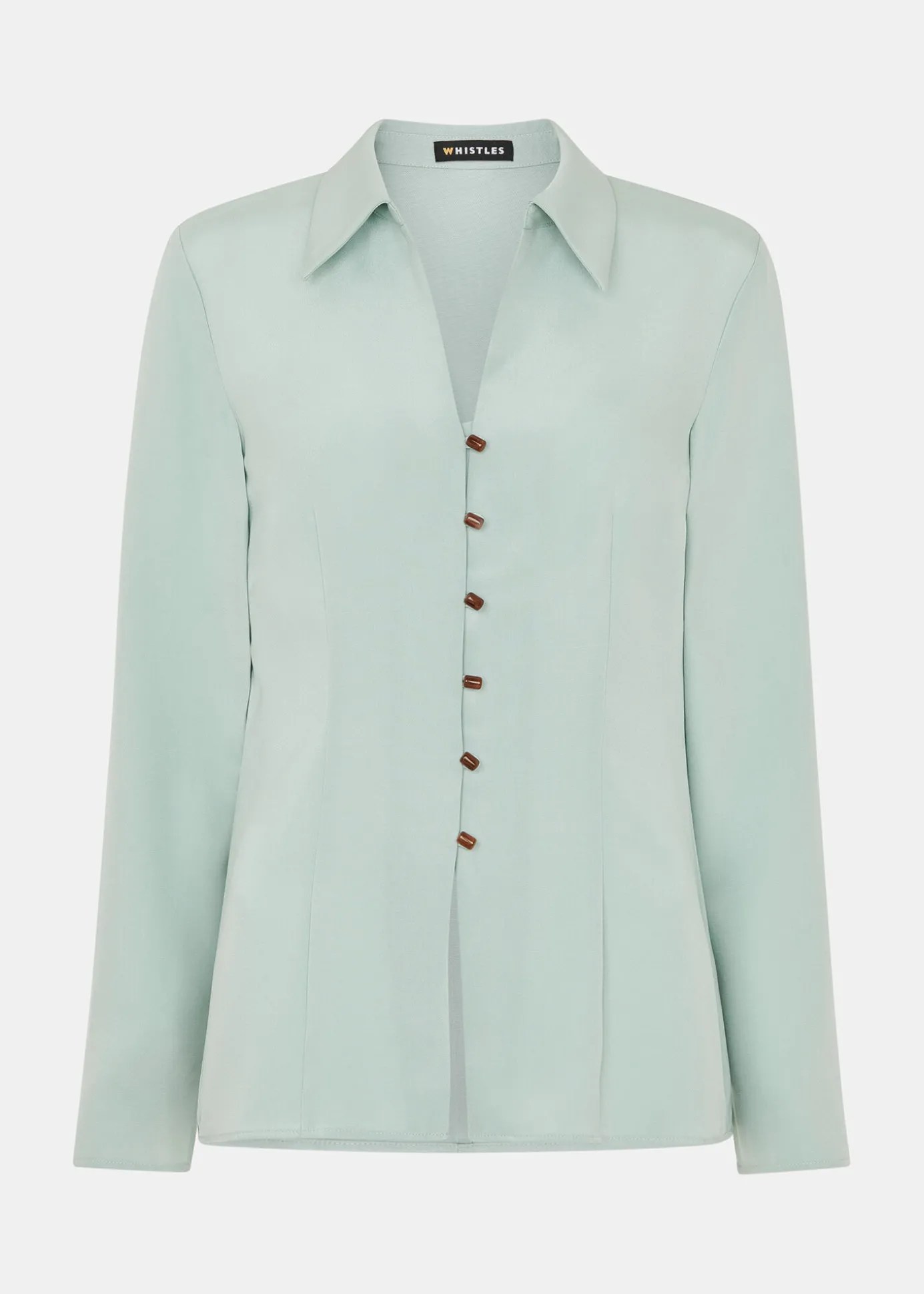 Pale Blue Silk Blend V Neck Shirt