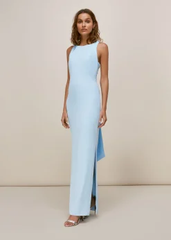 Pale Blue Tied Back Maxi Dress
