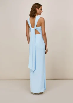Pale Blue Tied Back Maxi Dress