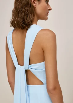 Pale Blue Tied Back Maxi Dress
