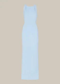 Pale Blue Tied Back Maxi Dress