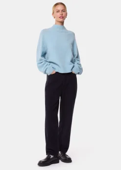 Pale Blue Wool Funnel Neck Knit