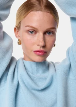 Pale Blue Wool Funnel Neck Knit