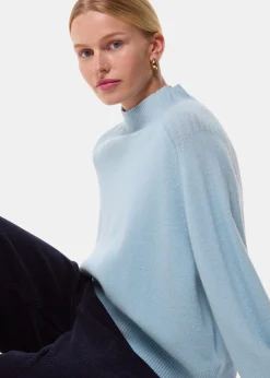 Pale Blue Wool Funnel Neck Knit