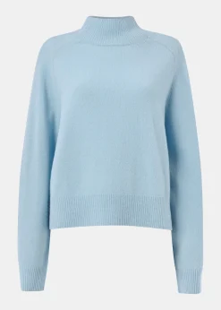 Pale Blue Wool Funnel Neck Knit