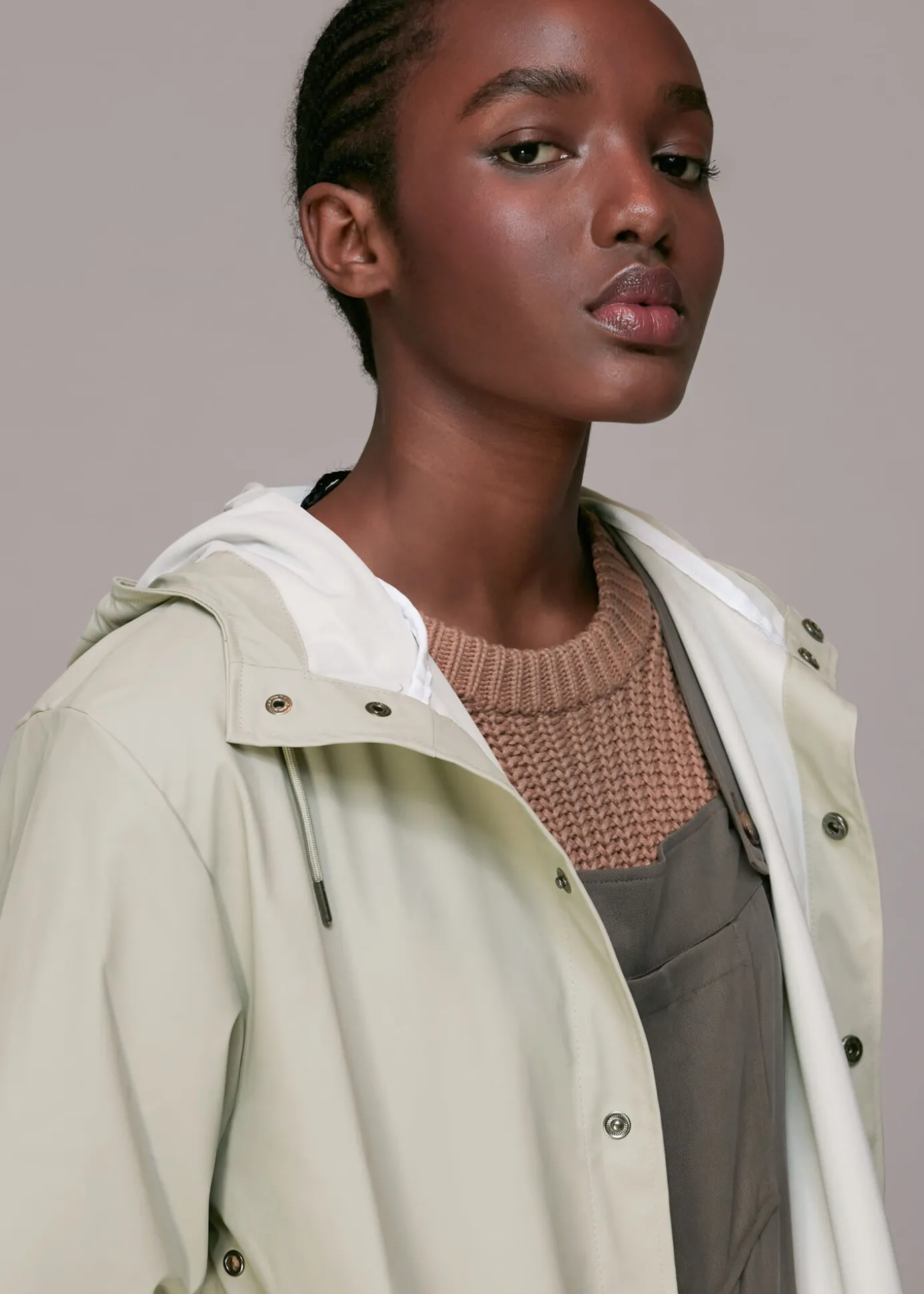 Pale Grey Rains Long Jacket