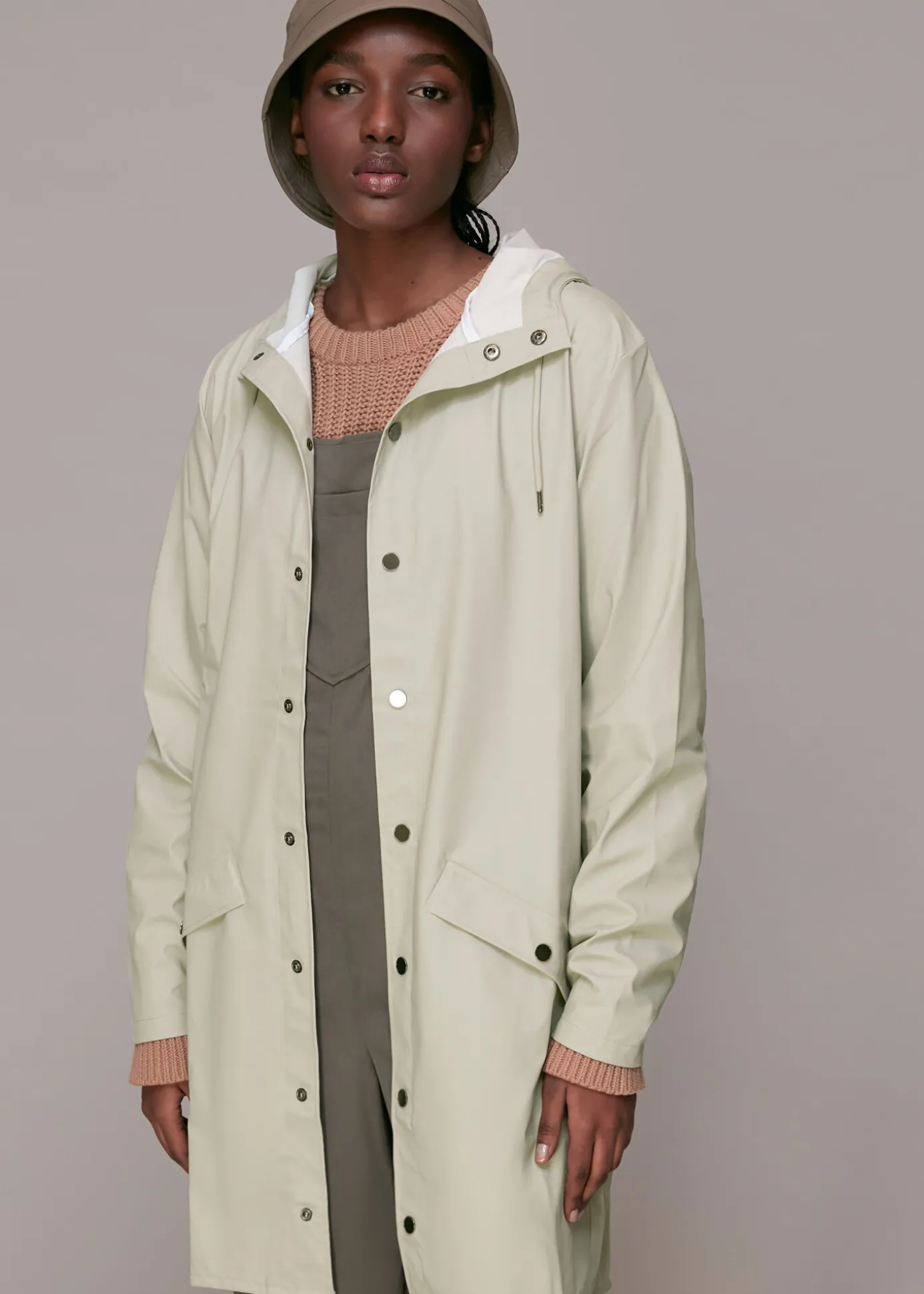 Pale Grey Rains Long Jacket
