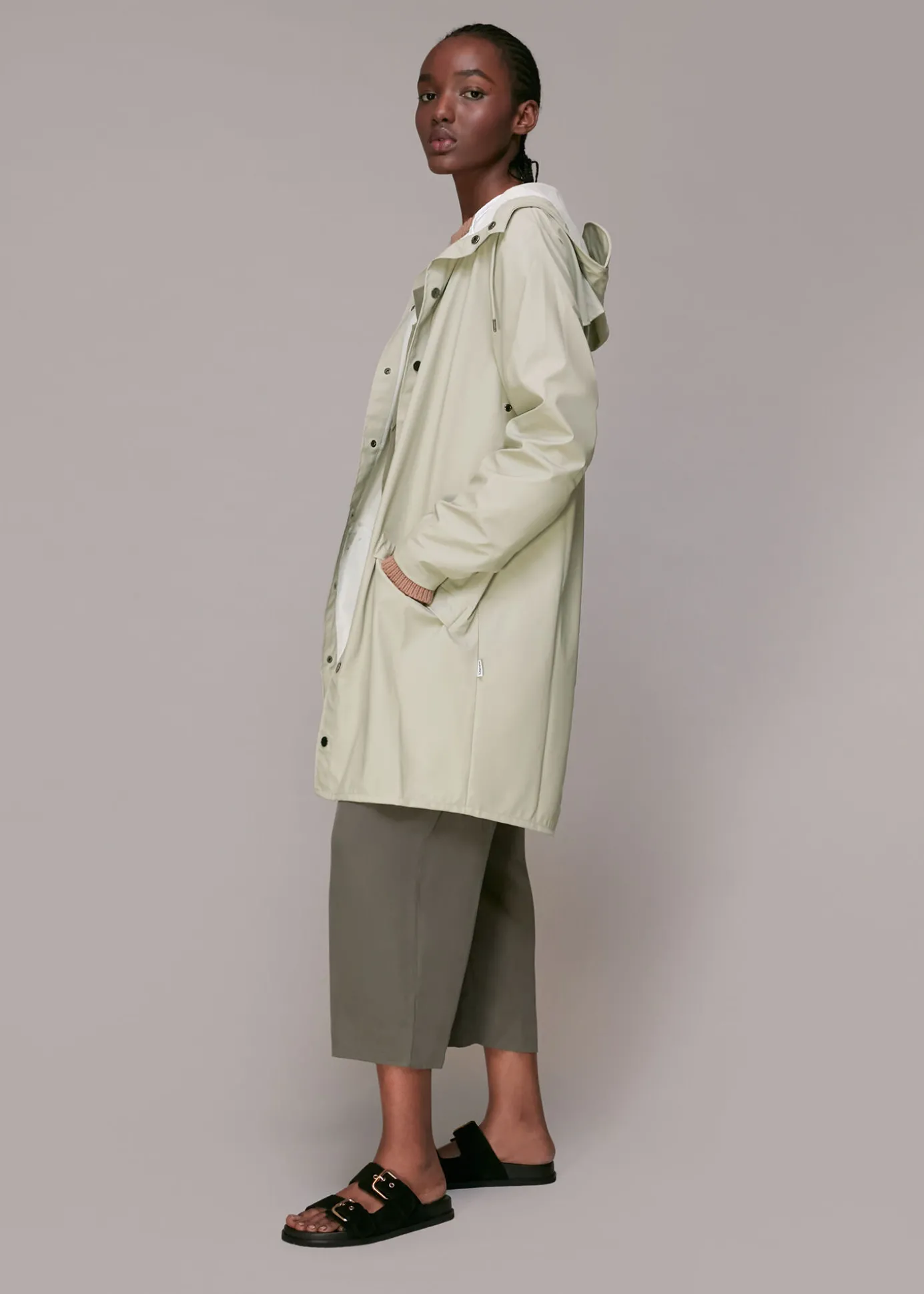Pale Grey Rains Long Jacket