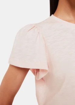 Pale Pink Cotton Frill Sleeve T-Shirt