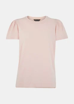 Pale Pink Cotton Frill Sleeve T-Shirt