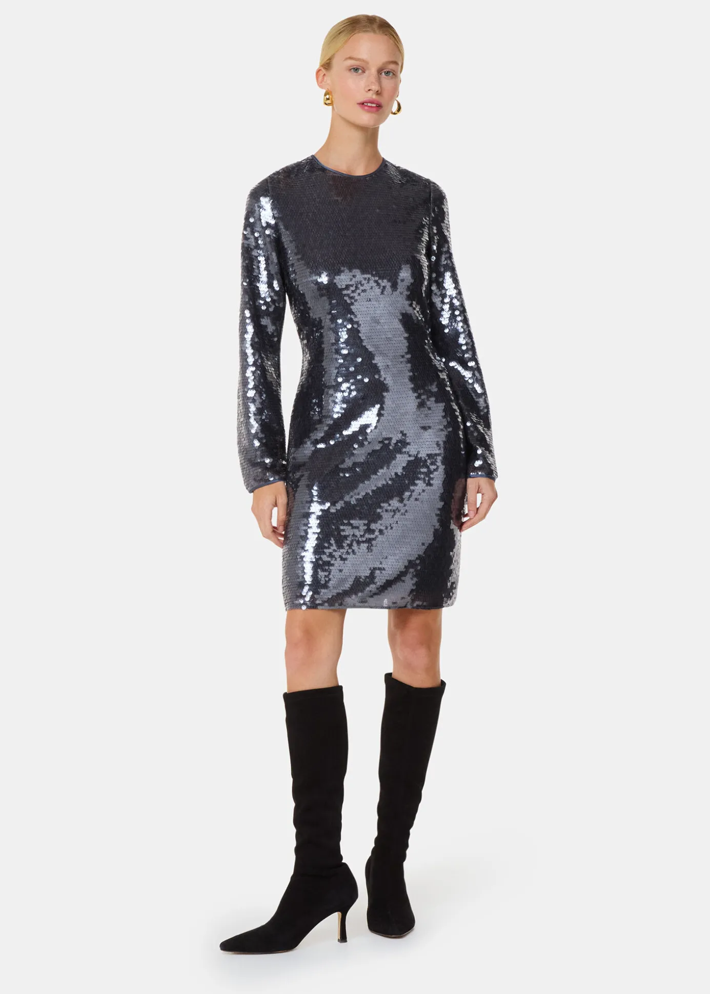 Pewter Sequin Mini Dress
