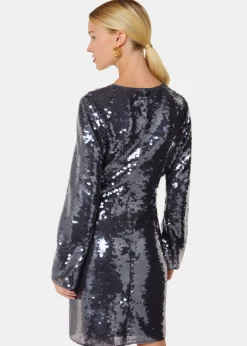Pewter Sequin Mini Dress
