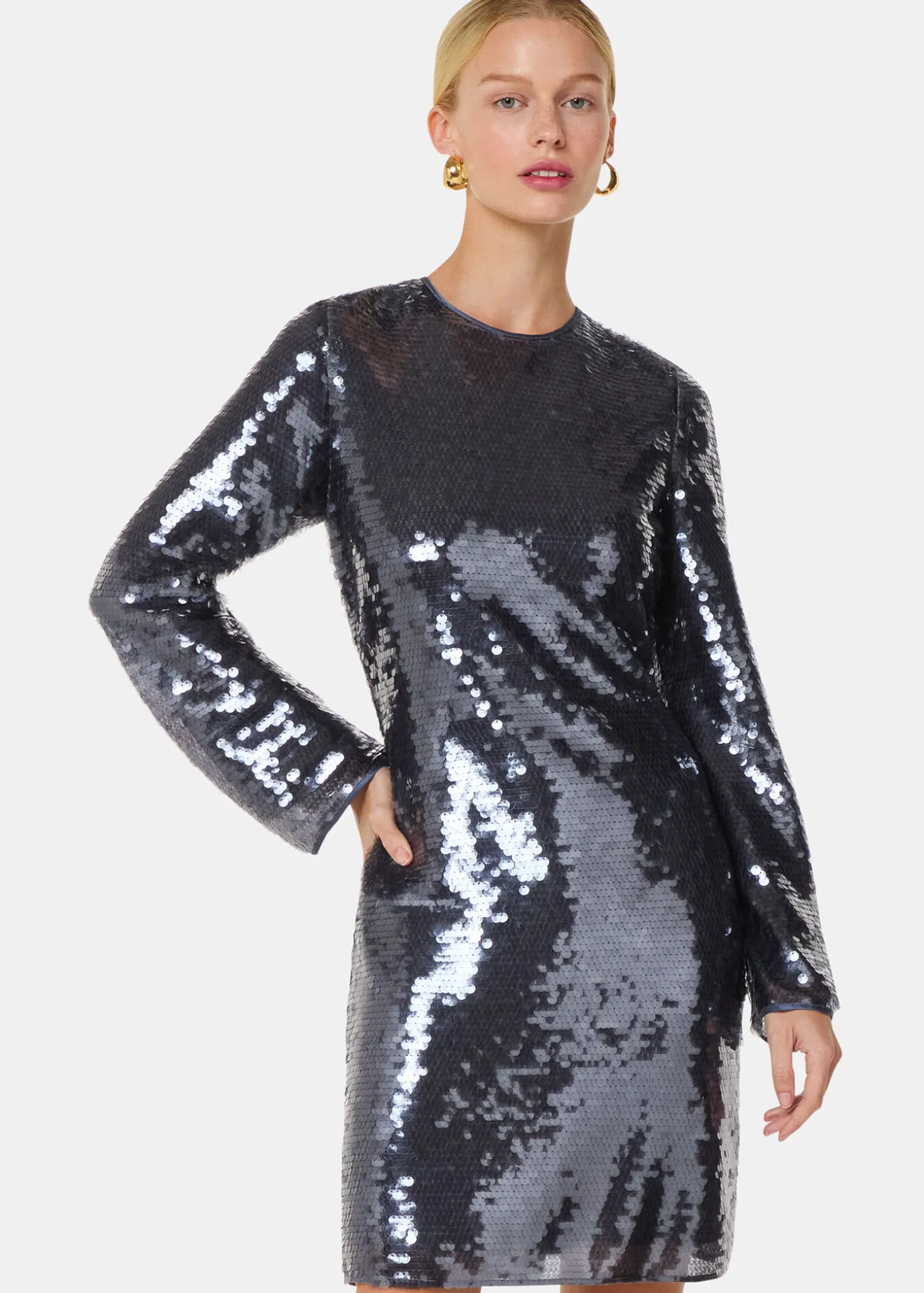 Pewter Sequin Mini Dress