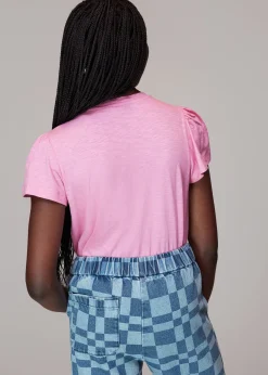 Pink Cotton Frill Sleeve T Shirt