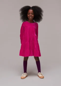 Pink Sawyer Velvet Tiered Dress