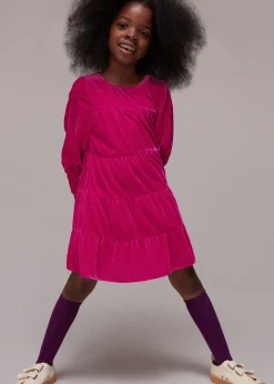 Pink Sawyer Velvet Tiered Dress