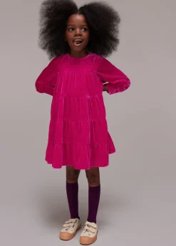 Pink Sawyer Velvet Tiered Dress