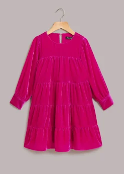 Pink Sawyer Velvet Tiered Dress
