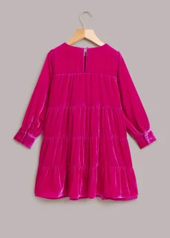 Pink Sawyer Velvet Tiered Dress