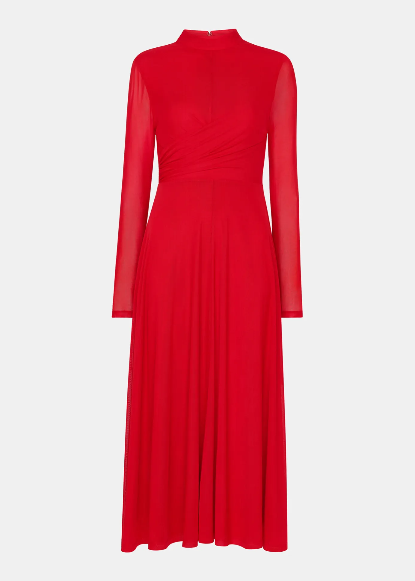 Red Arabella Ruched Mesh Dress