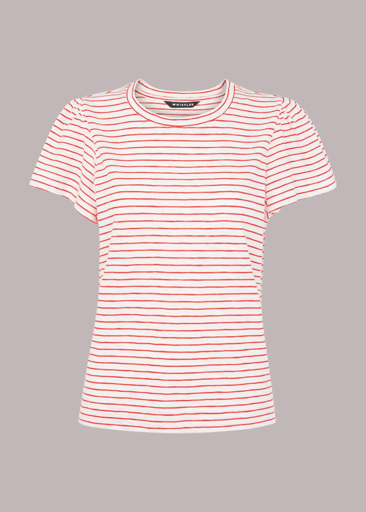 Red Cotton Frill Stripe T Shirt