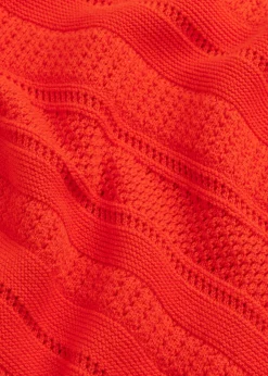 Red Crochet Knit Midi Dress