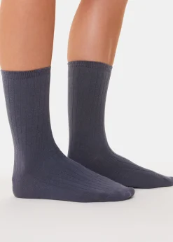 Red Ribbed Socks Set of 3