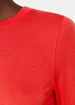 Red Wool Blend Crew Neck Top