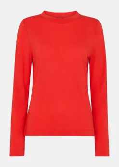 Red Wool Blend Crew Neck Top
