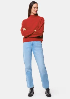 Red Wool Funnel Neck Knit