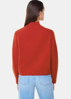 Red Wool Funnel Neck Knit