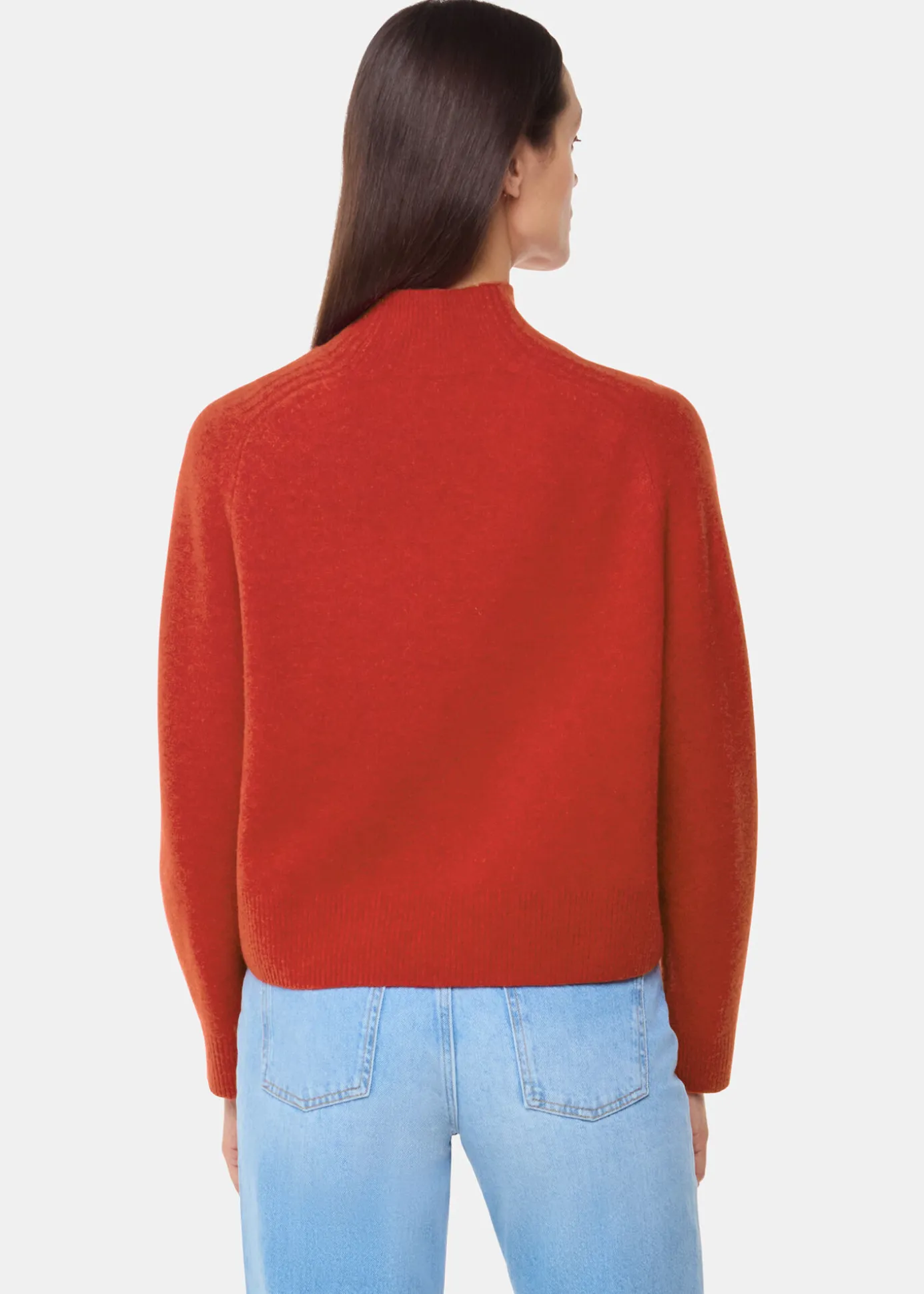 Red Wool Funnel Neck Knit
