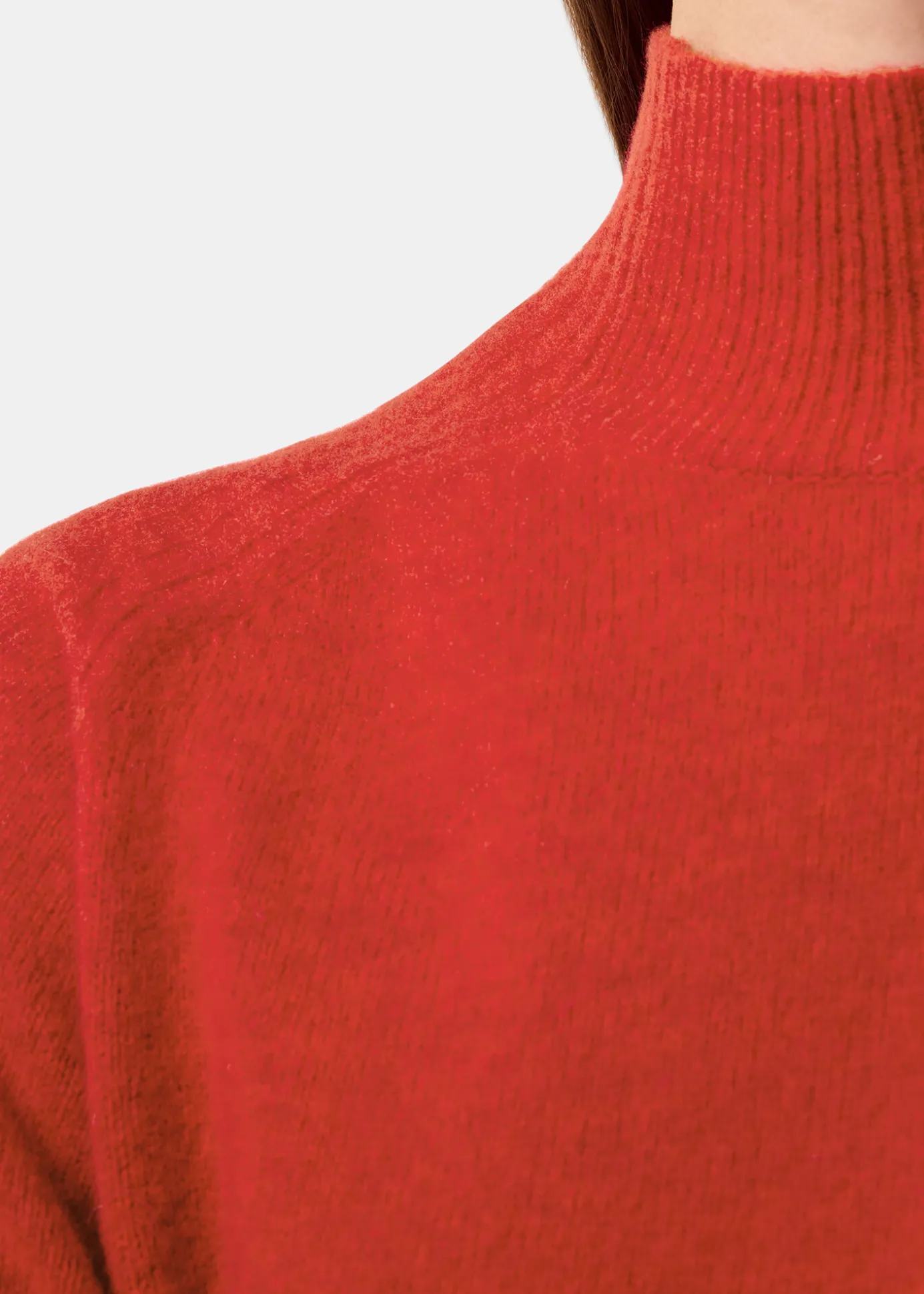 Red Wool Funnel Neck Knit