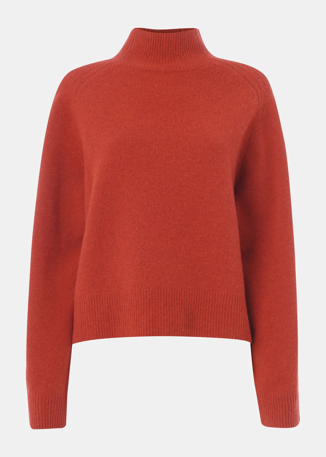 Red Wool Funnel Neck Knit