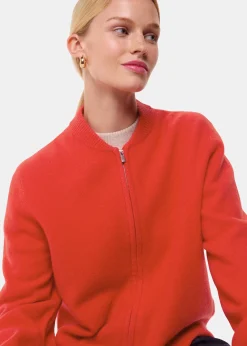 Red Zip Front Bomber Knit