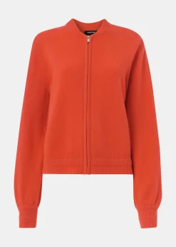 Red Zip Front Bomber Knit