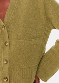 Sage Green Wool Mix Pocket Cardigan