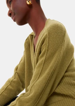Sage Green Wool Mix Pocket Cardigan
