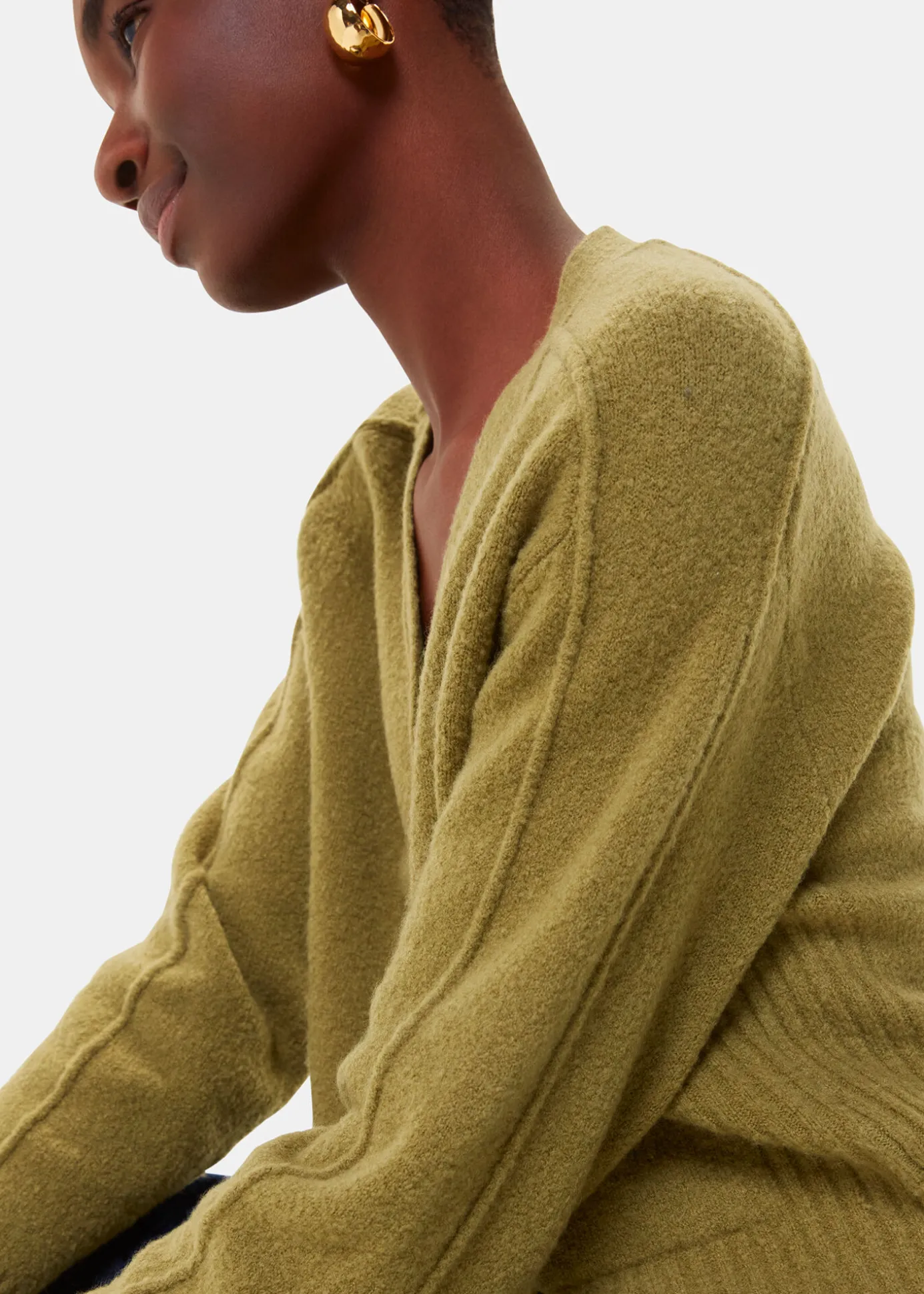 Sage Green Wool Mix Pocket Cardigan