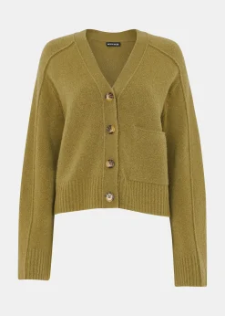 Sage Green Wool Mix Pocket Cardigan