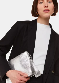 Silver Avah Zip Top Clutch