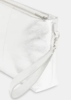 Silver Avah Zip Top Clutch