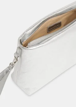 Silver Avah Zip Top Clutch