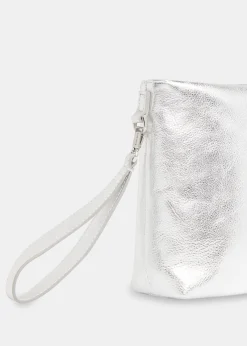 Silver Avah Zip Top Clutch